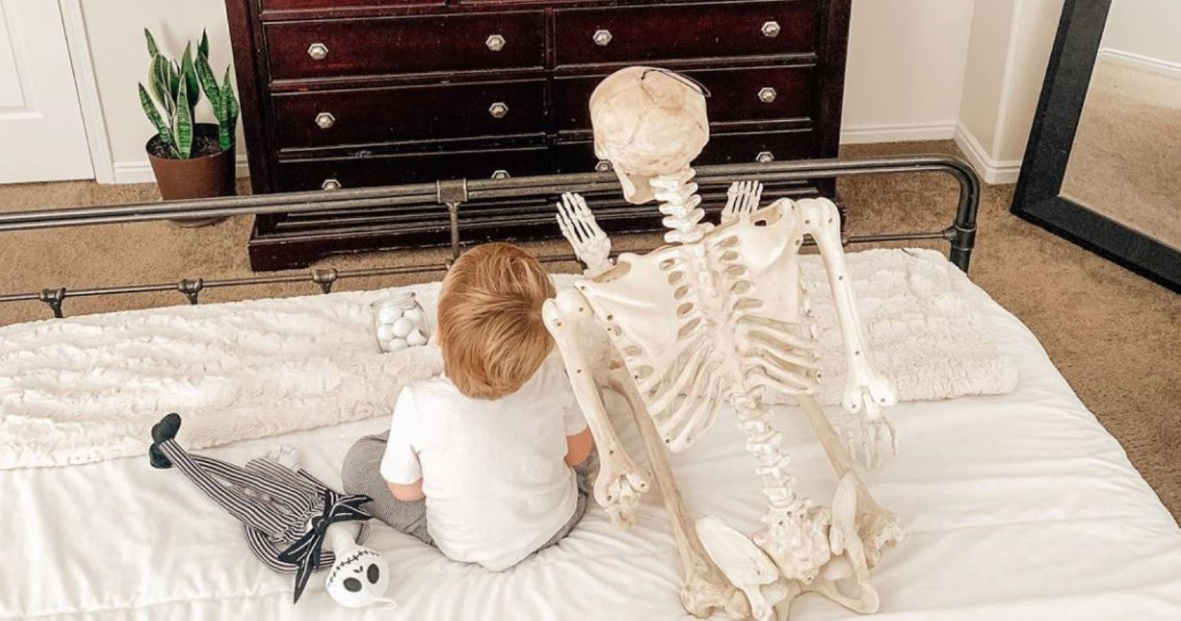 Toddler Who Refuses To Go Anywhere Without Skeleton Goes Viral
